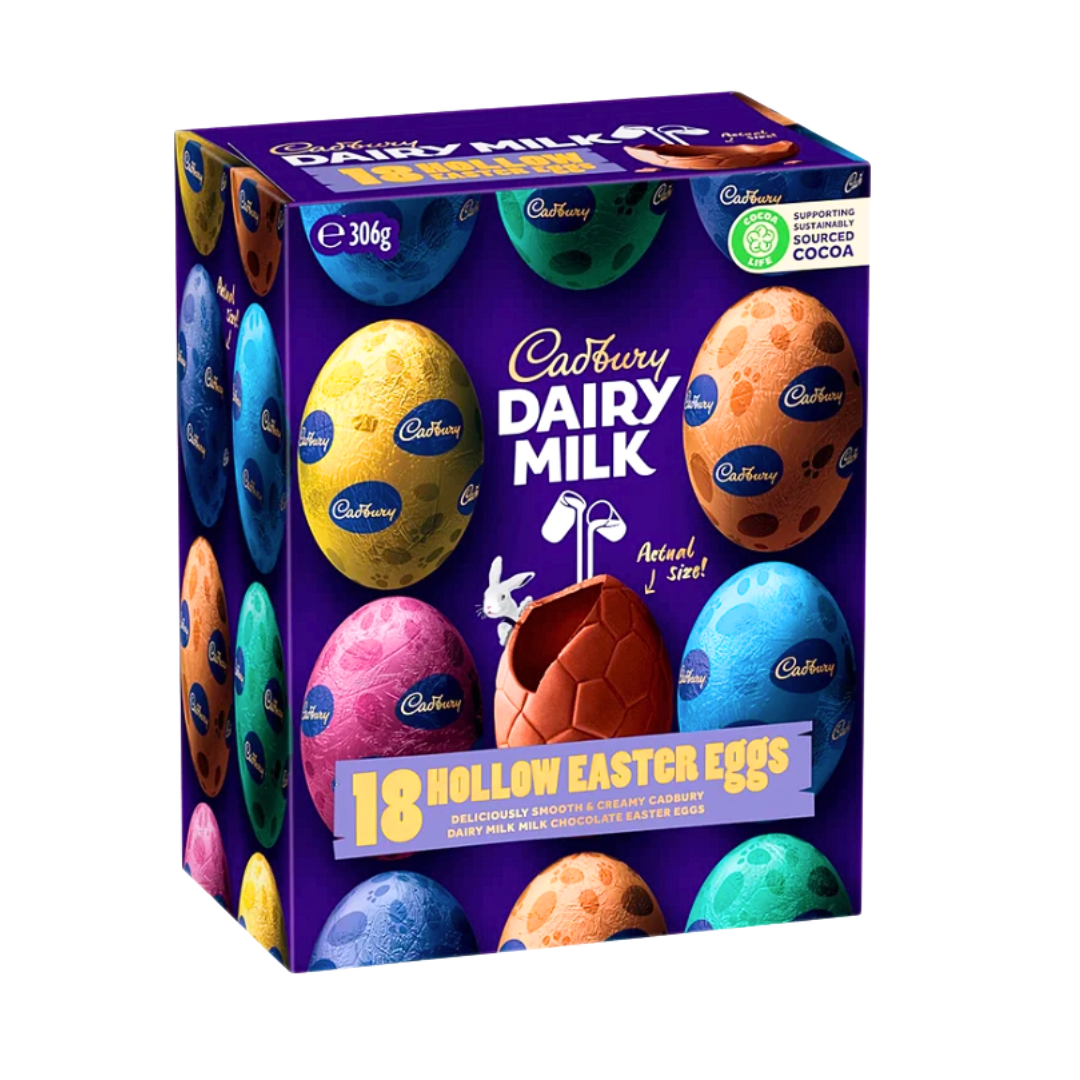 Cadbury Dairy Milk 18 Hunting Easter Eggs Hollow 306g