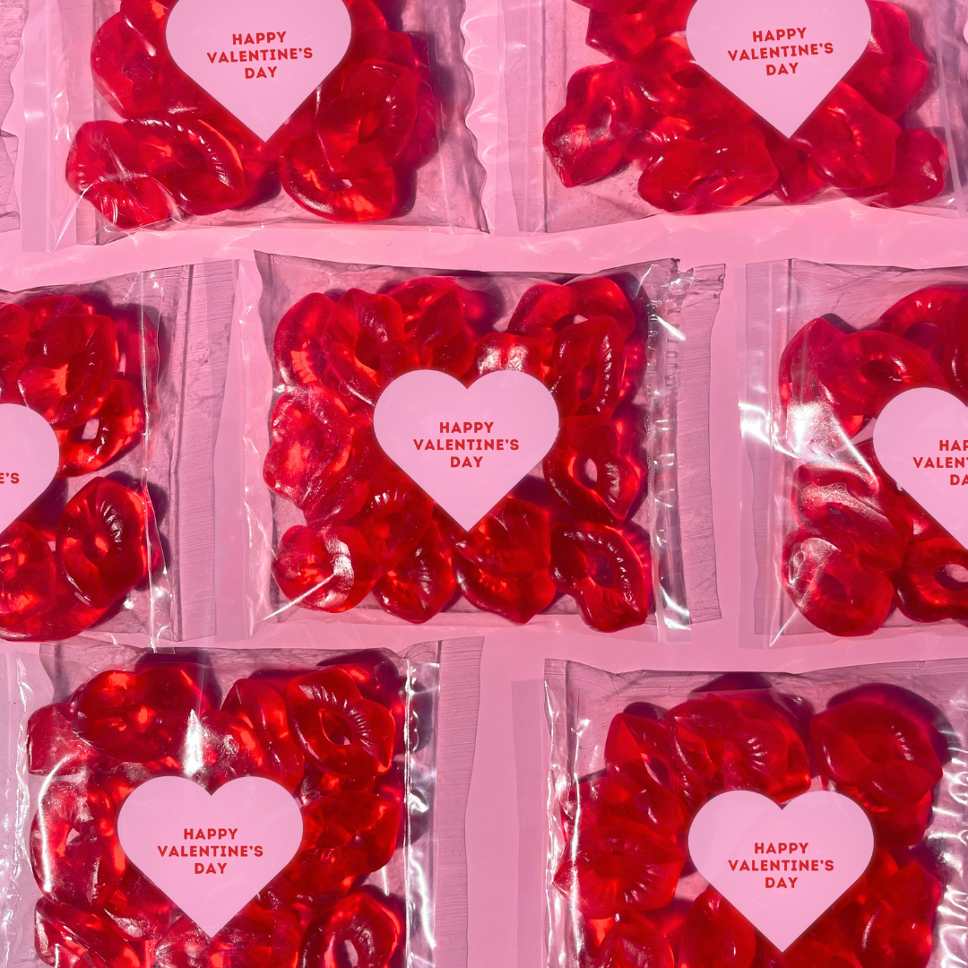 Valentine's Day Kisses Lolly Bags (75g) (minimum 24)