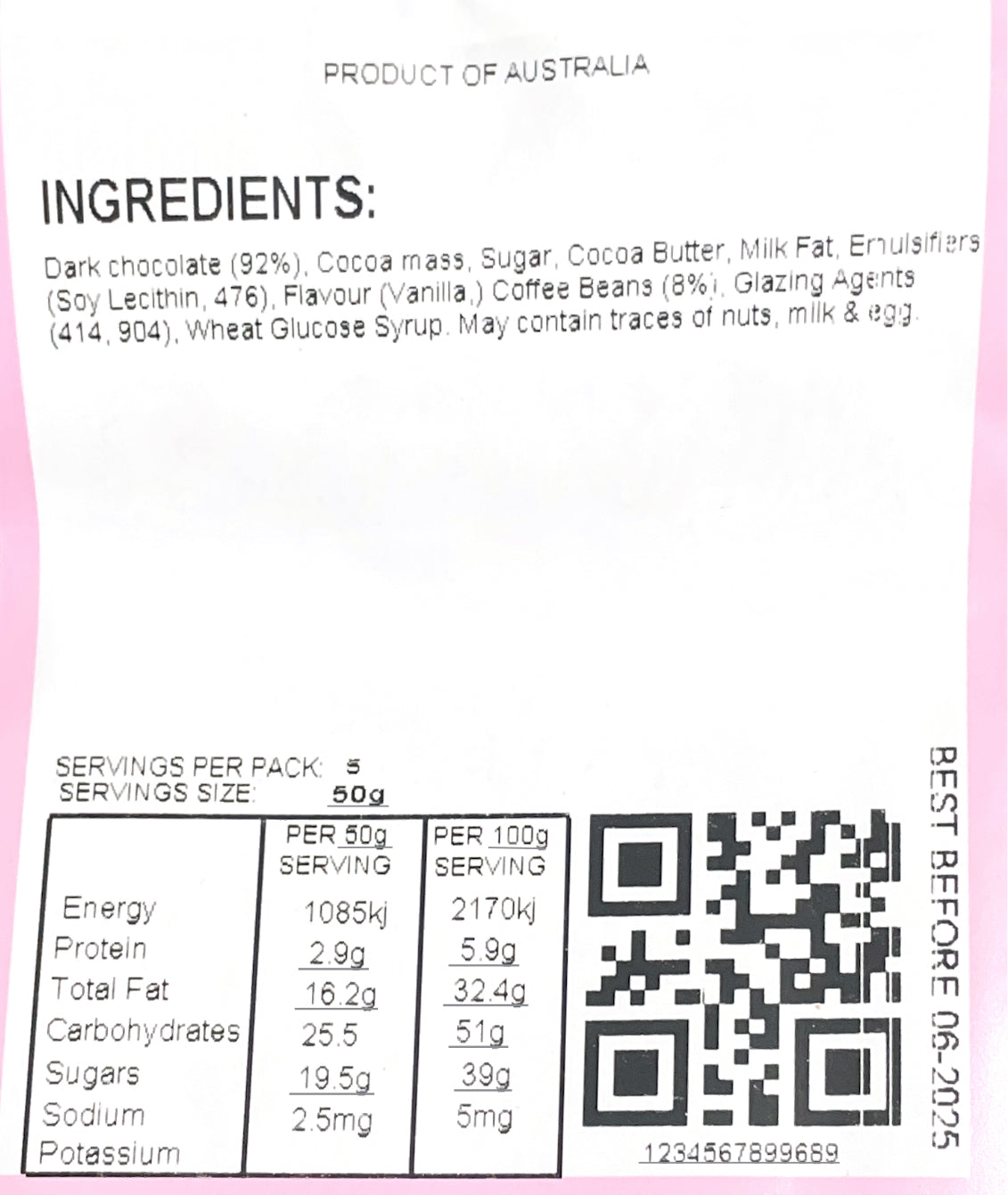 Pink Lady Dark Chocolate Coated Coffee Beans - 175g