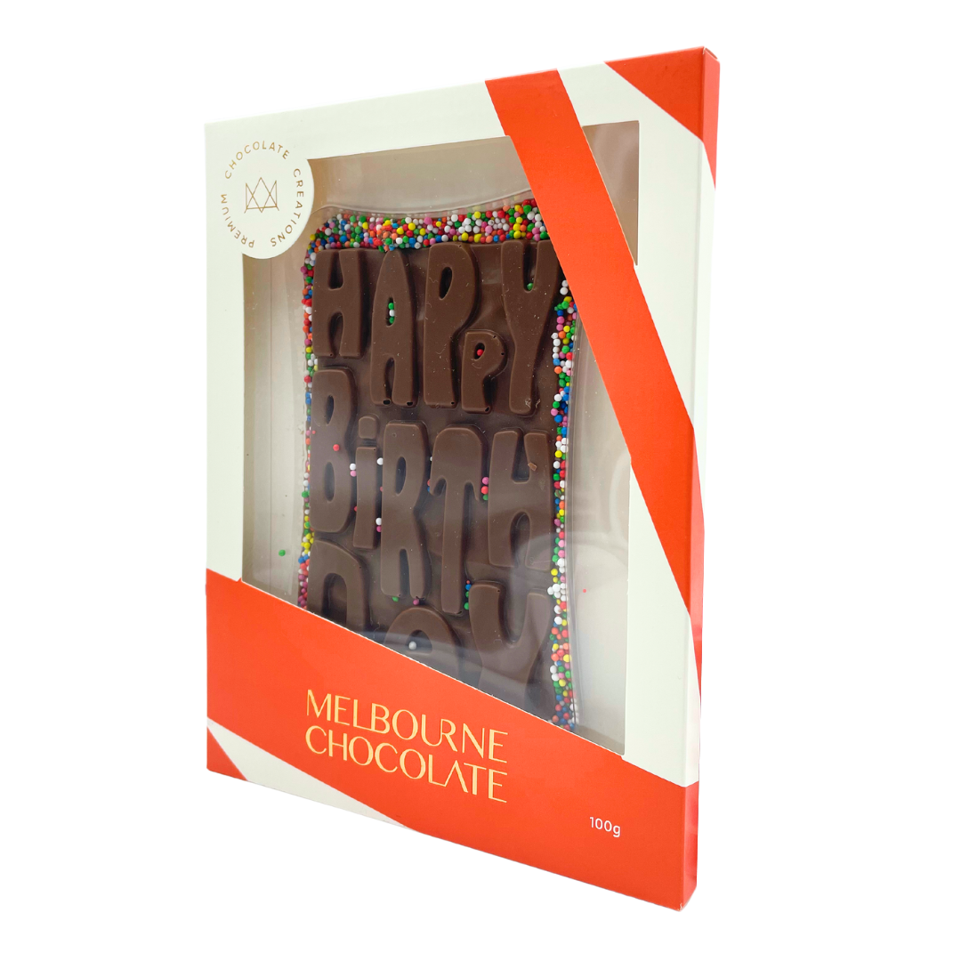 Melbourne Chocolate Happy Birthday Block - 100g