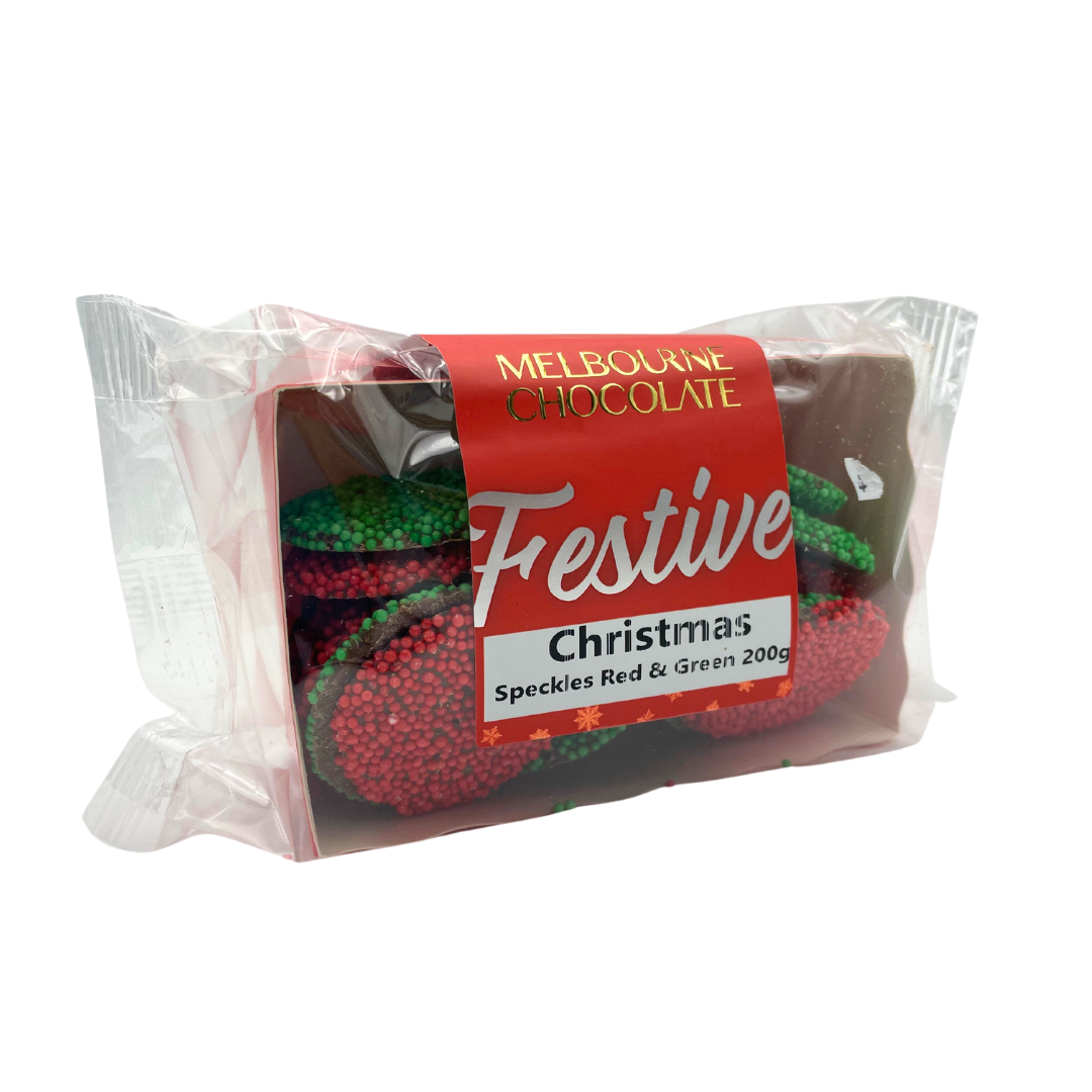 Melbourne Chocolate red & Green Christmas Speckles - 200g