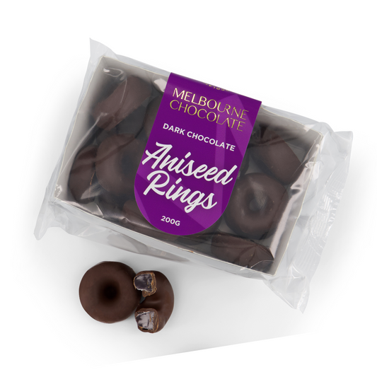 Melbourne Chocolate Dark Aniseed Rings - 200g