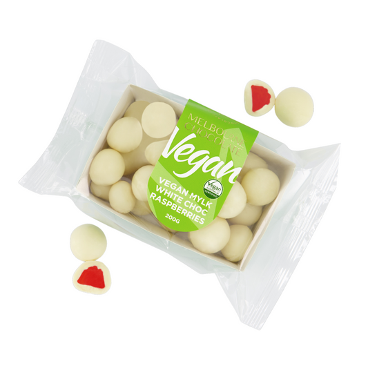 Vegan Mylk White Chocolate Raspberries - 200g