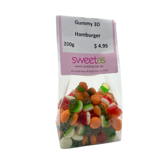 3D Gummy Hamburger Lollies - 200g