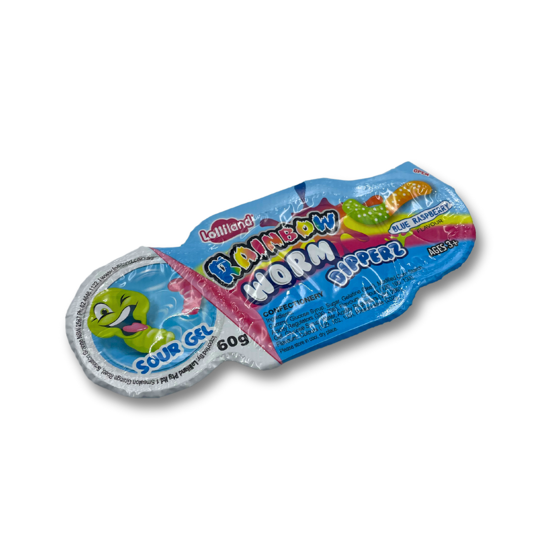 Rainbow Worm Dipperz Blue Raspberry - 60g – Sweet As