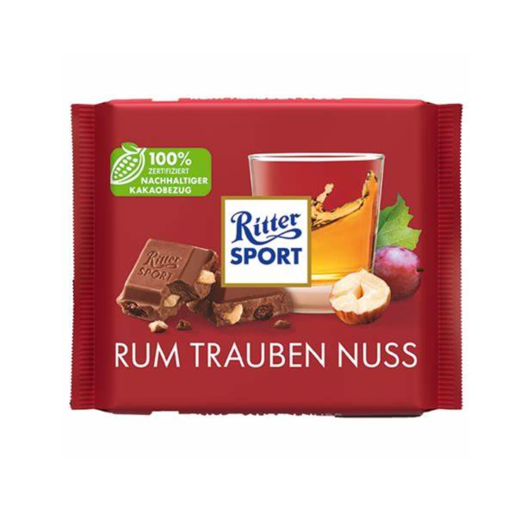 Ritter Sport Rum Trauben Nuss (rum, sultana, hazelnut) - 100g