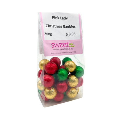 Pink Lady Chocolate Christmas Baubles - 200g