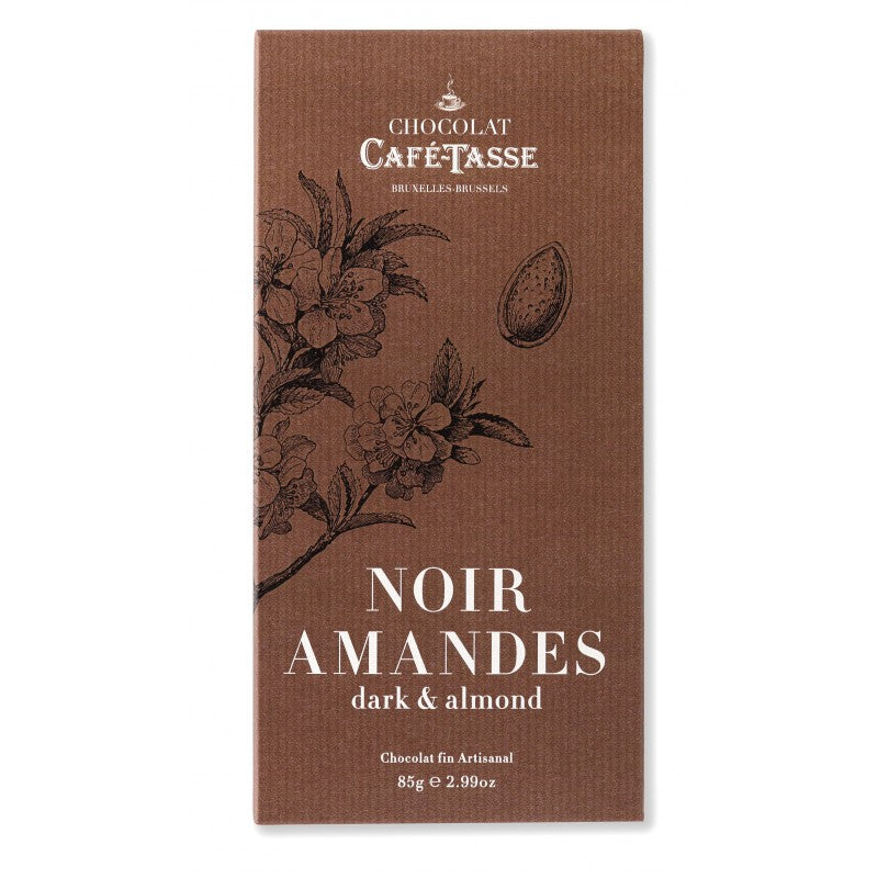 Café-Tasse - Belgian Dark chocolate family bar with almonds - 85g