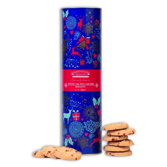 Farmhouse Biscuits Christmas Tube - Spiced Salted Caramel 200g