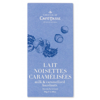 Café-Tasse - Belgian Milk Chocolate family bar with salted caramelised hazelnuts - 85g